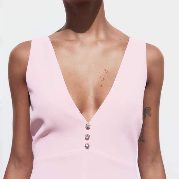 Zara Jewel Button Pinafore Dress S - Picture 3 of 9